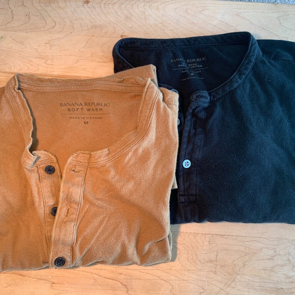Two Banana Republic Short Sleeve Henleys